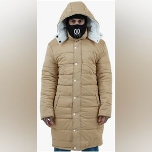The HIDEOUT CLOTHING Men's Unisex Reversible Tan (White inside) Puffer Coat